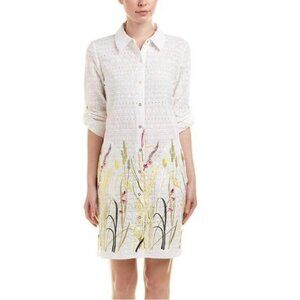 Tahari Sabina Embroidered Eyelet Tunic Blouse Dress FloralSize S